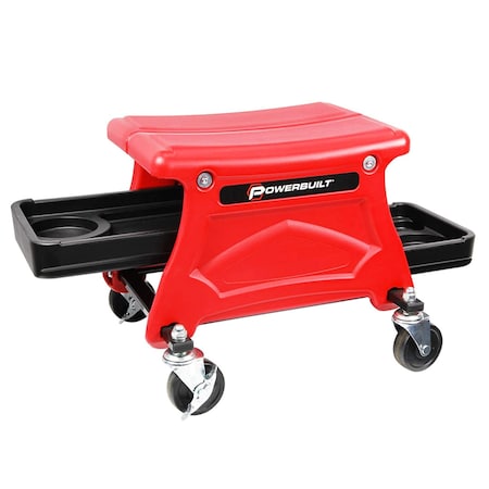 Powerbuilt Hd Compact Rolling Seat with  Storage Trays 240283